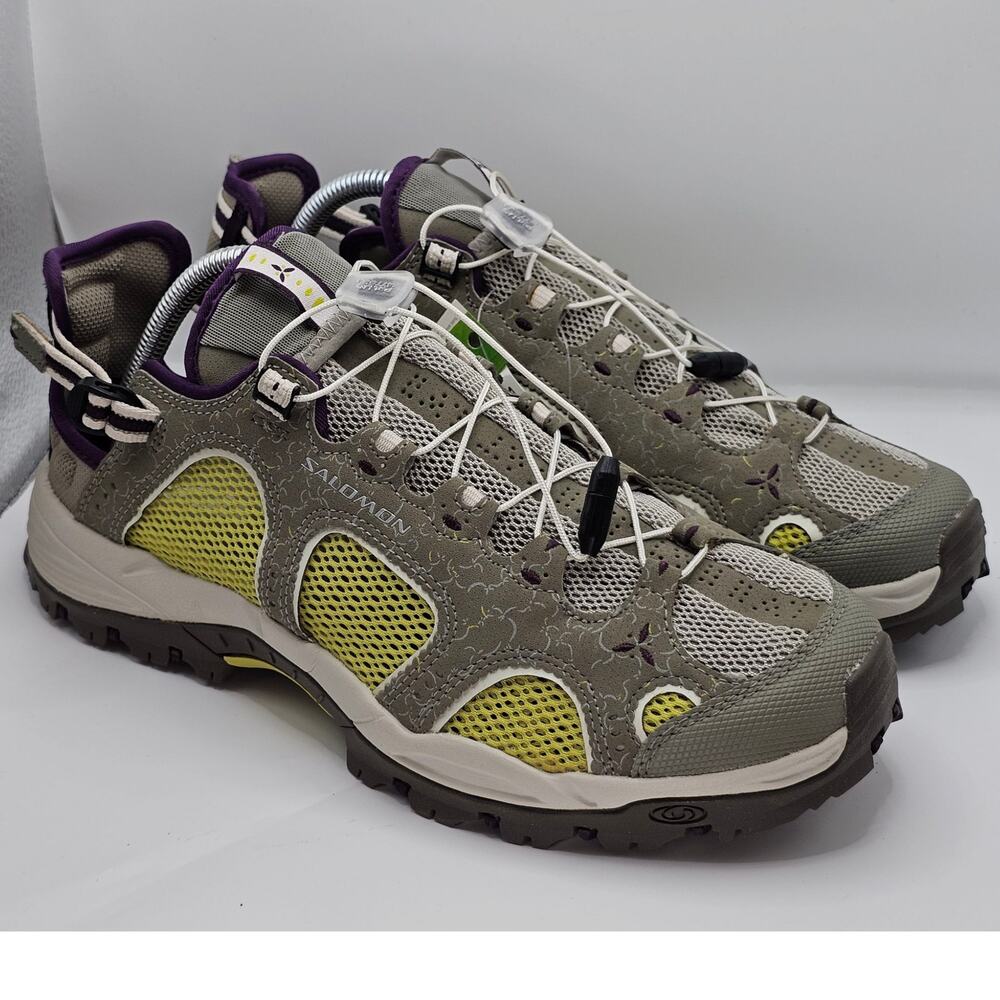 NWT Salomon Techamphibian 3 Graphic Green Purple Womens 10 UK 8.5 Hiking Shoes